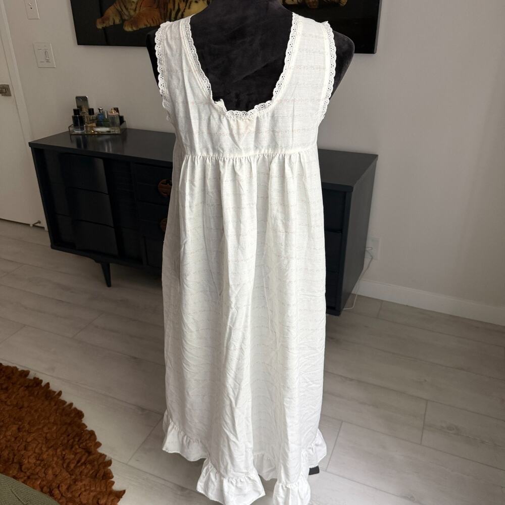 Vintage Ilise Stevens Cotton Nightgown Size Medium Cottagecore Floral White - Picture 6 of 8